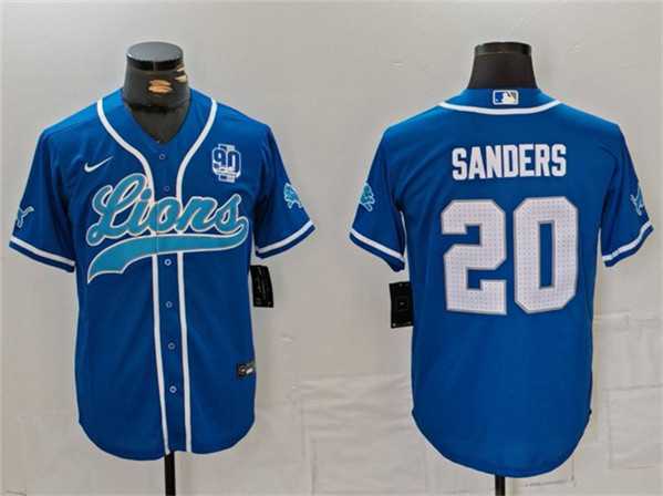Men's Detroit Lions #20 Barry Sanders Blue With 90th Anniversary Patch Cool Base Stitched Baseball Jersey1,We sell and wholesale Men's Detroit Lions #20 Barry Sanders Blue With 90th Anniversary Patch Cool Base Stitched Baseball Jersey1 on line form chian!